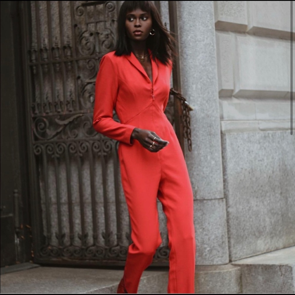 L'Academie The Julia Jumpsuit in Scarlet Red SzLarge - Picture 2 of 11